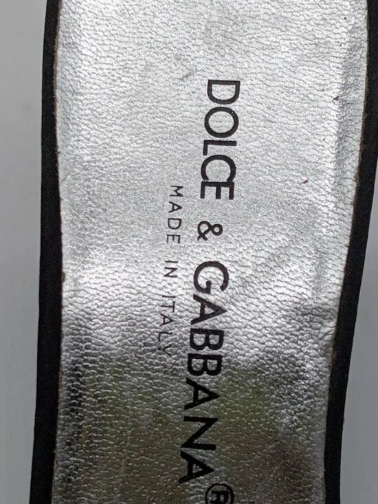 Authentic Dolce & Gabbana Black Satin Beaded Mule Heel Sandals Womens Sz 35 - Picture 8 of 11